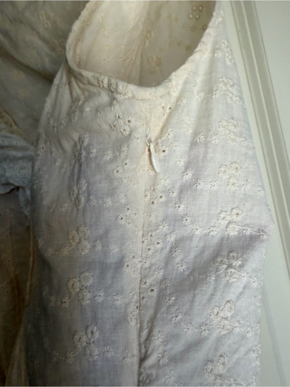 Beaubois Cream eyelet Lace-Up Ruffled Cotton Corset tank Top L cottagecore boho - Picture 9 of 11